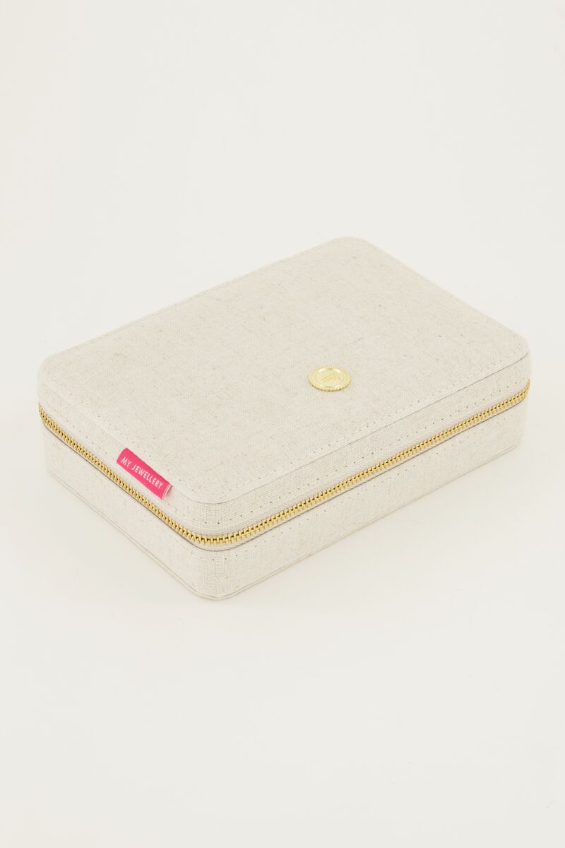 Beige linen look jewelry case