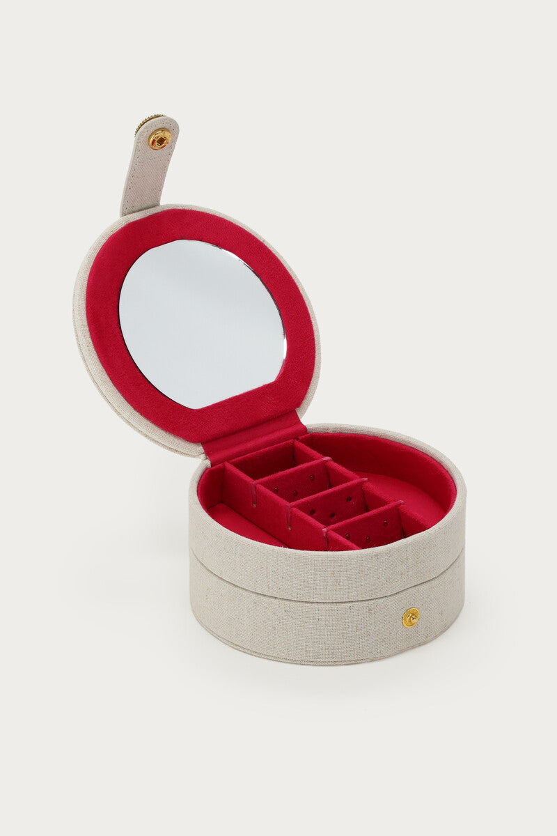 Beige round jewelry box